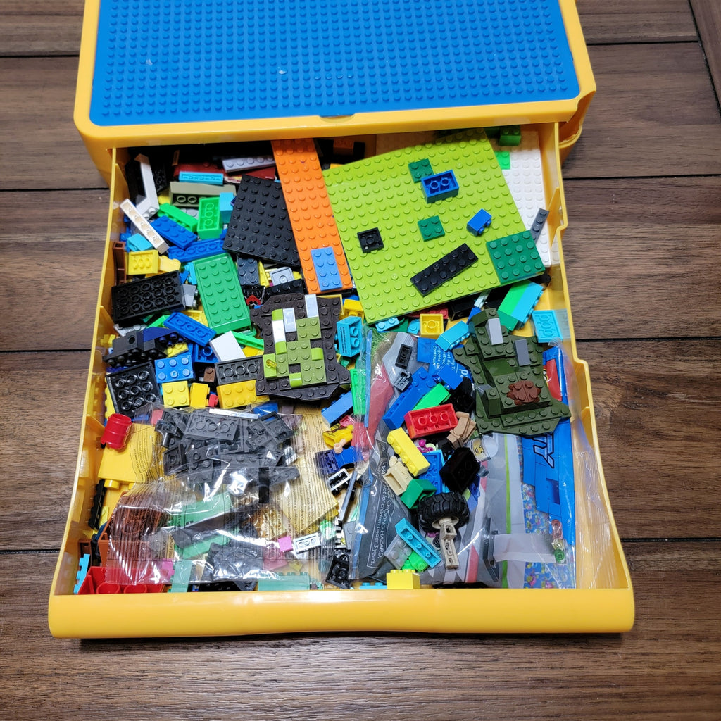 VINTAGE Block Tech Lego Brick Storage Case w/ Drawer FULL of Lego Bricks
