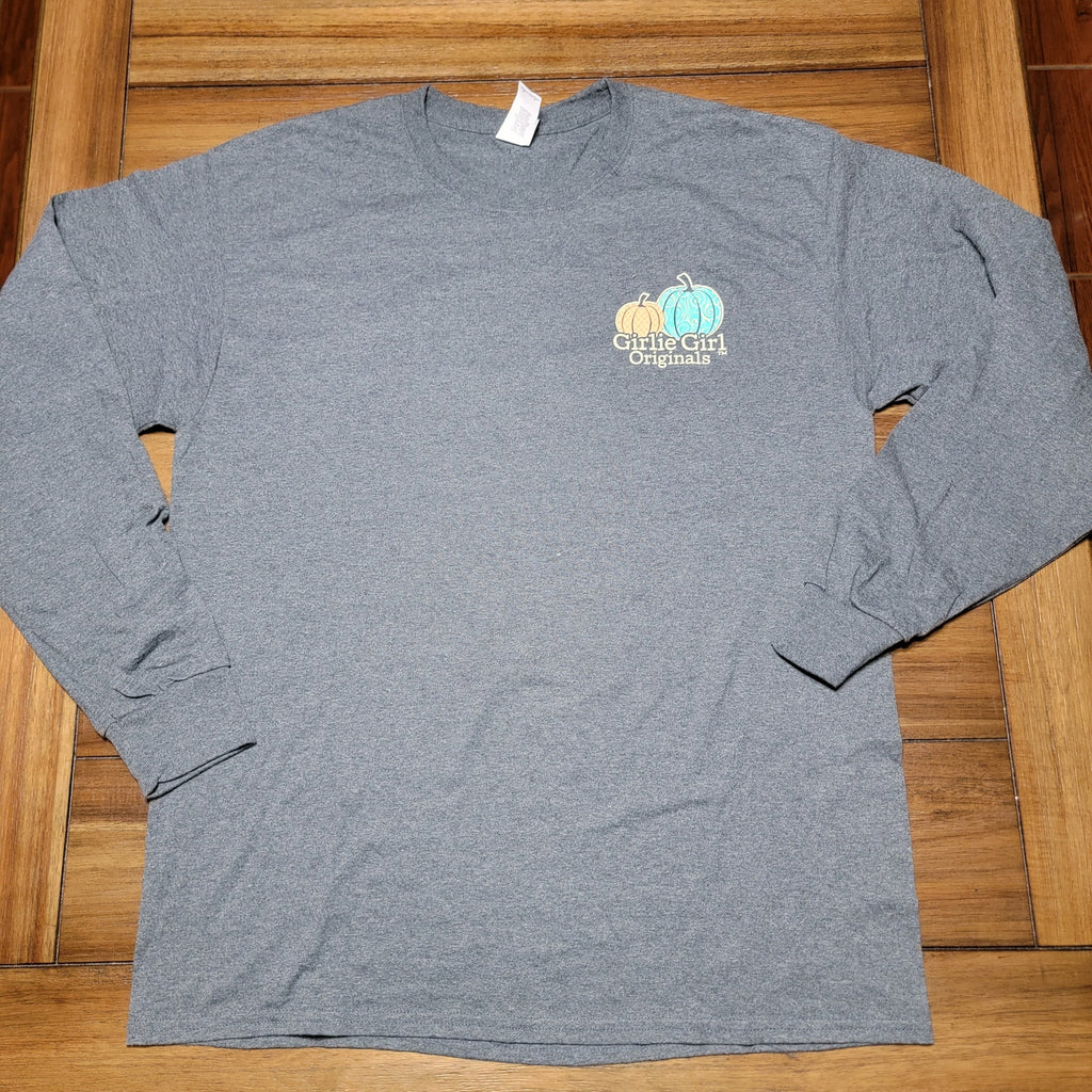 Girlie Girl Originals LS Grey Fall Tee "Happy Fall Y'all" - Size Large