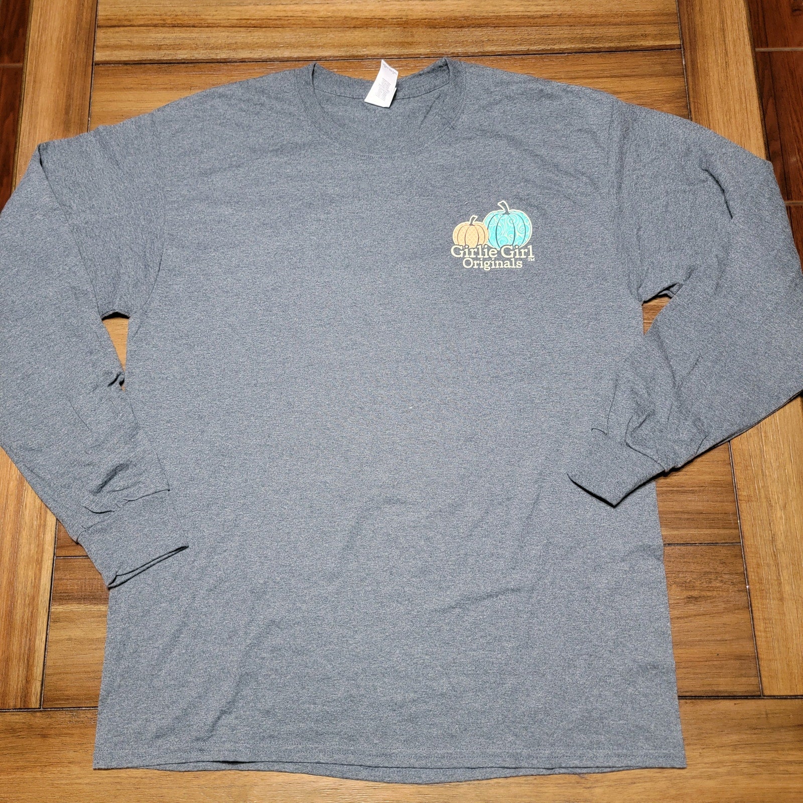 Girlie Girl Originals LS Grey Fall Tee "Happy Fall Y'all" - Size Large