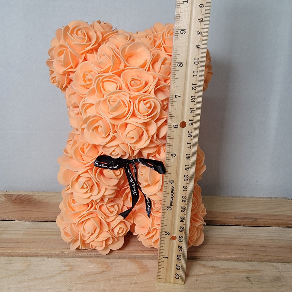 Orange Foam Rose Teddy Bear w/ "Just For You" Ribbon
