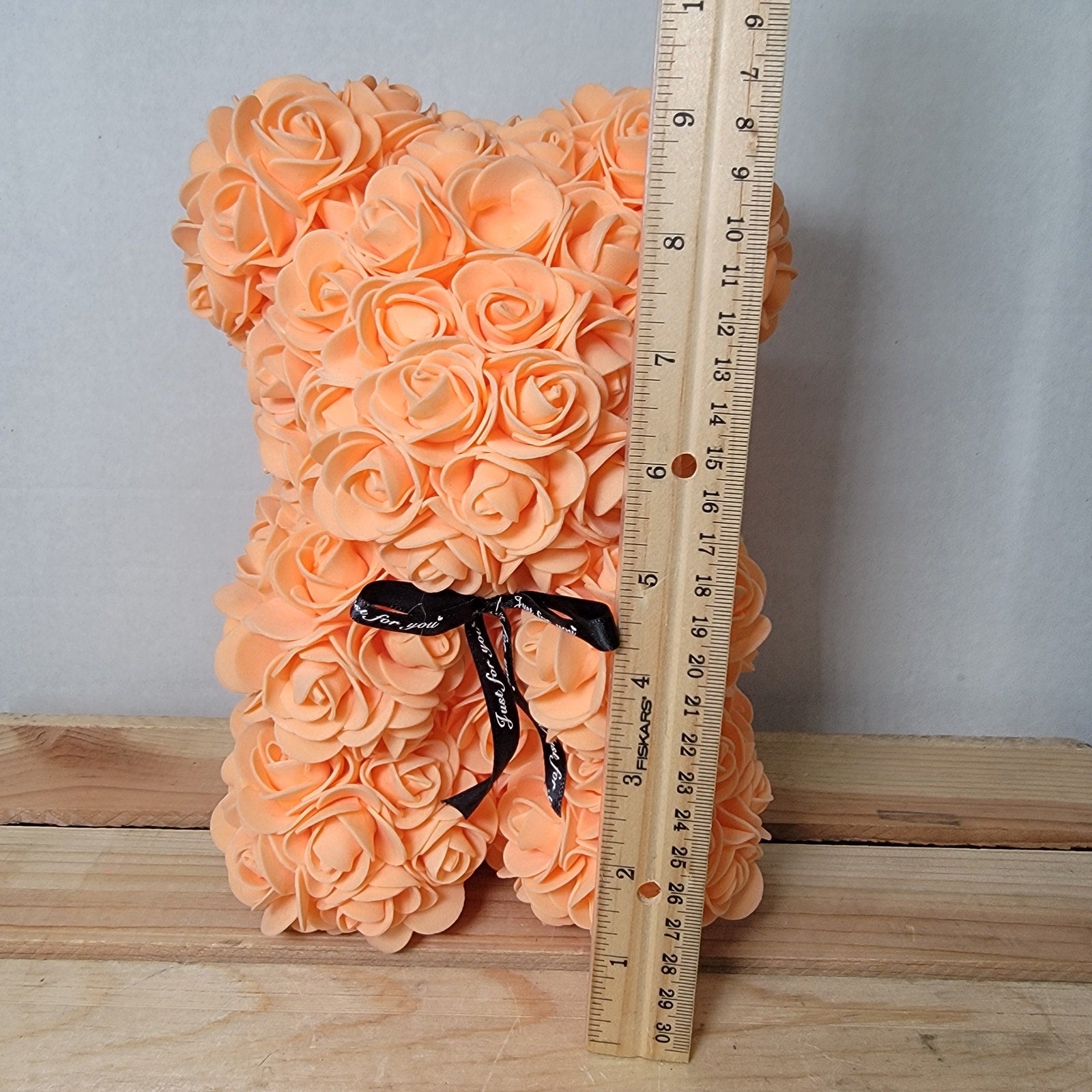 Orange Foam Rose Teddy Bear w/ "Just For You" Ribbon