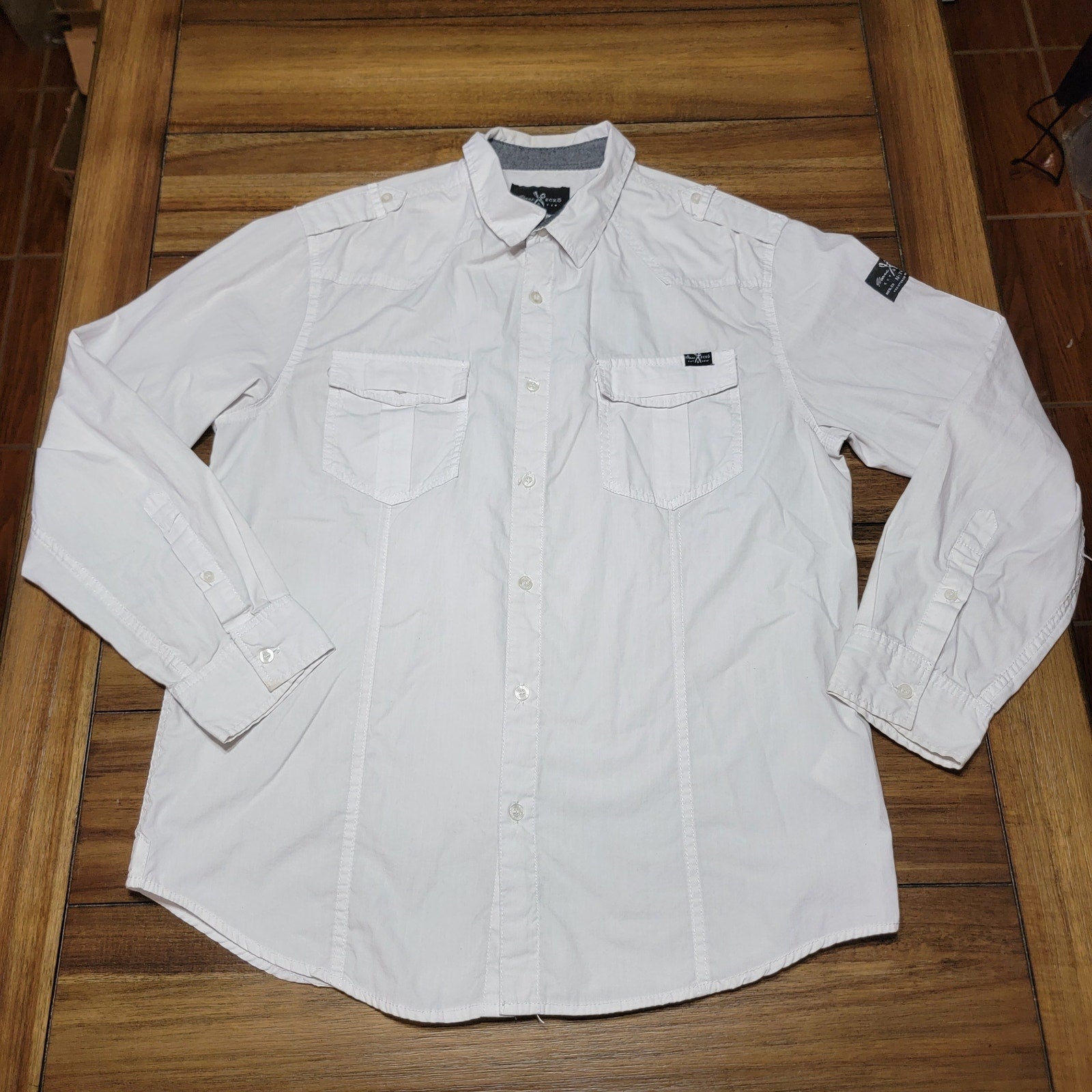 Marc Ecko Cut & Sew LS White Button Up Shirt - Size Large