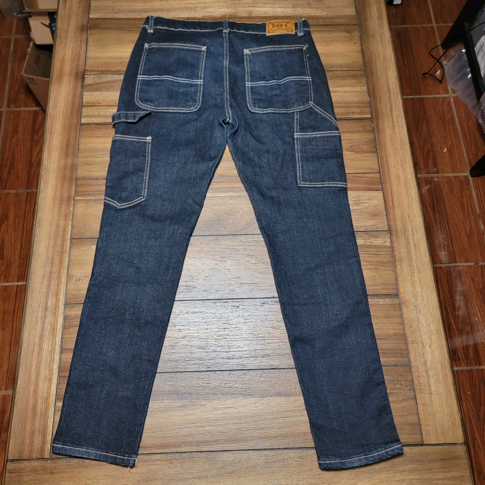 Raw X Dark Wash Carpenter Straight Jeans - Size 36 Skinny