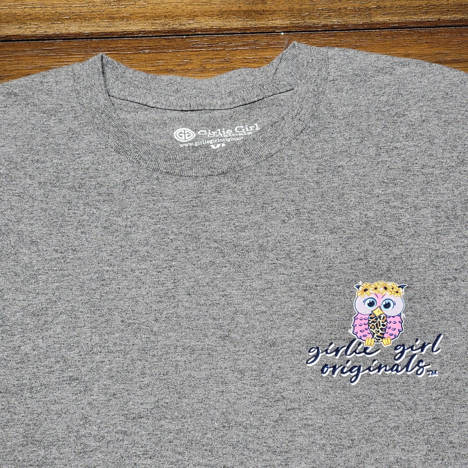 Girlie Girl Originals Grey Tee Owl "Hoot And Hollerin'" - Size XL