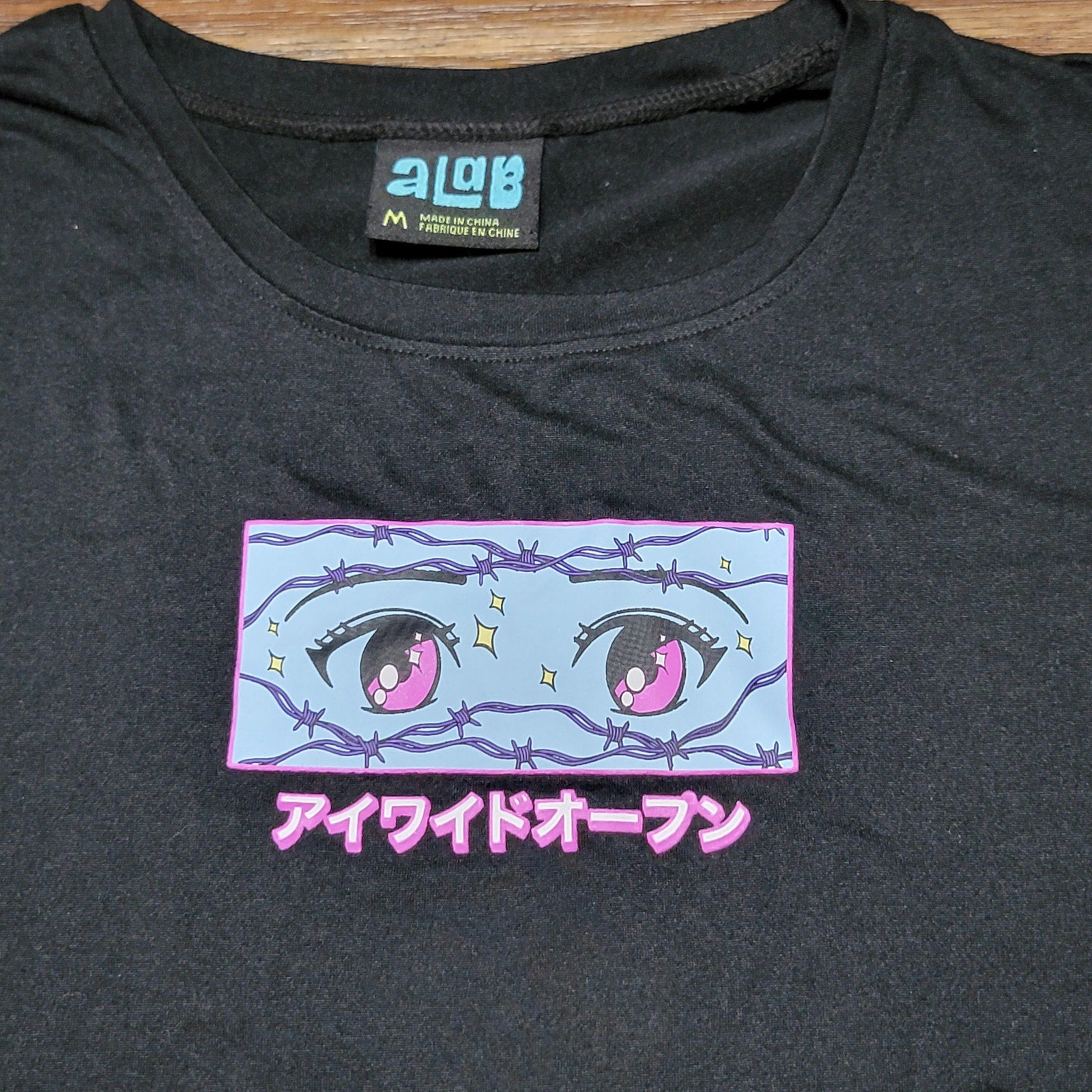 A Lab LS Junior Crop Tee Otaku Anime Eyes "Eyes Wide Open" - Size Junior Medium