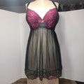 Daisy Fuentes Pink & Black Lace Sheer Babydoll Lingerie - Size 2X
