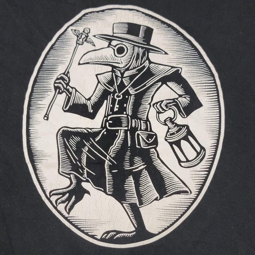 Black Matter Unisex Tee Woodcut Style Plague Doctor - Size Small