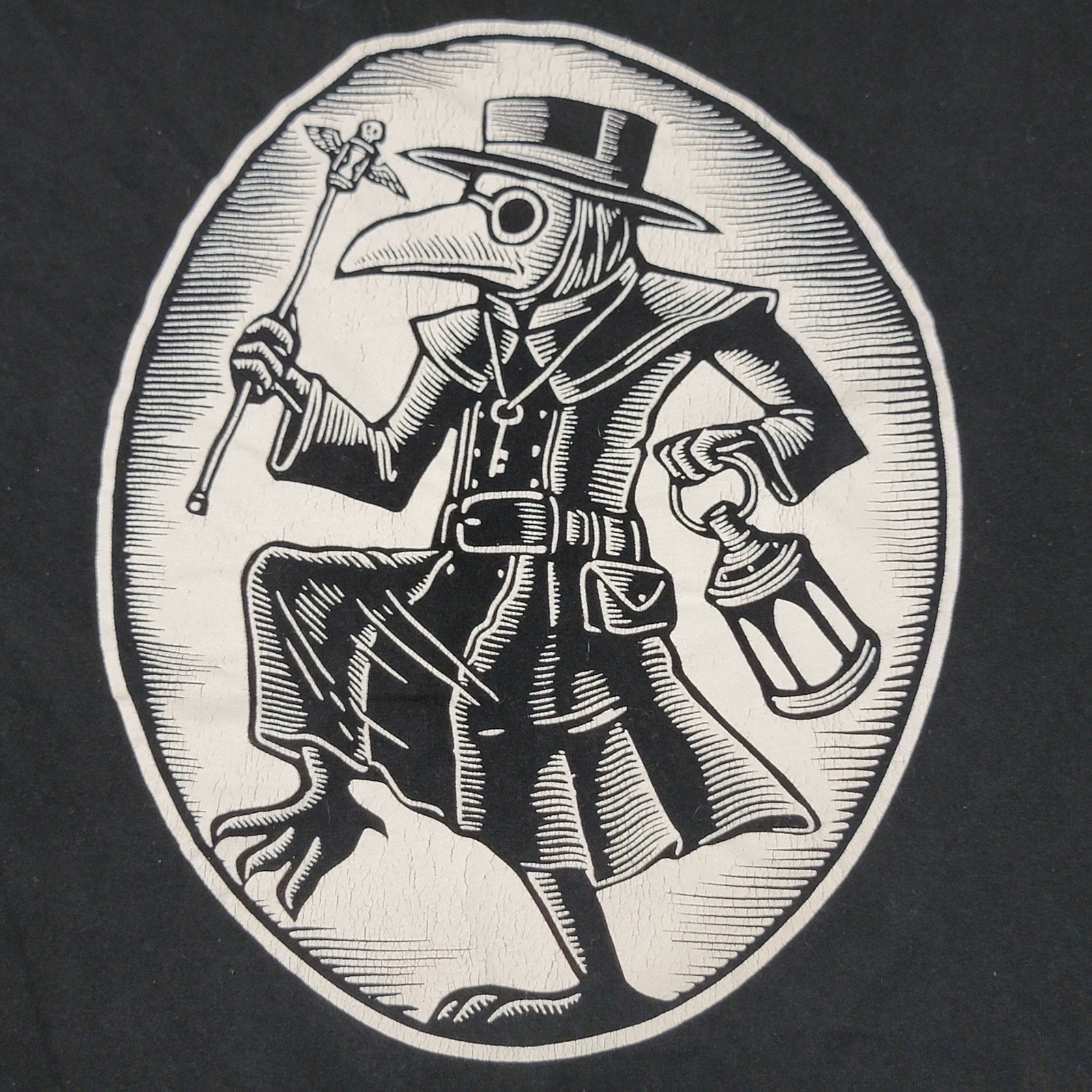 Black Matter Unisex Tee Woodcut Style Plague Doctor - Size Small