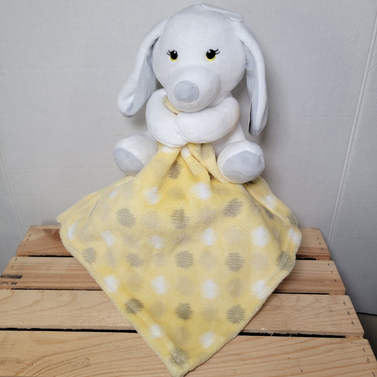 Little Beginnings White Puppy Plush & Yellow Dot Lovey - NWT