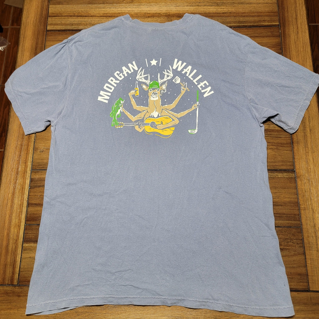 Morgan Wallen Blue Unisex Tee Multi Deer - Size XL