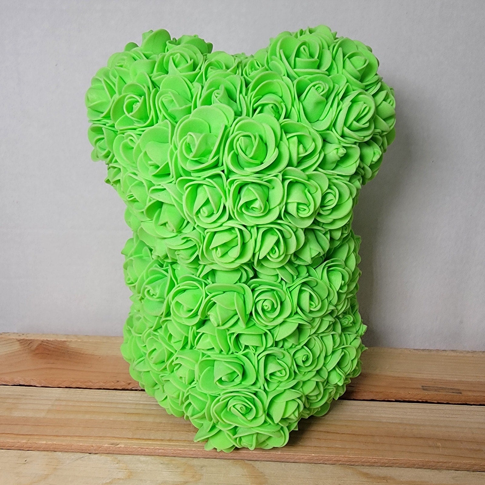Green Foam Rose Teddy Bear w/ "Just For You" Ribbon