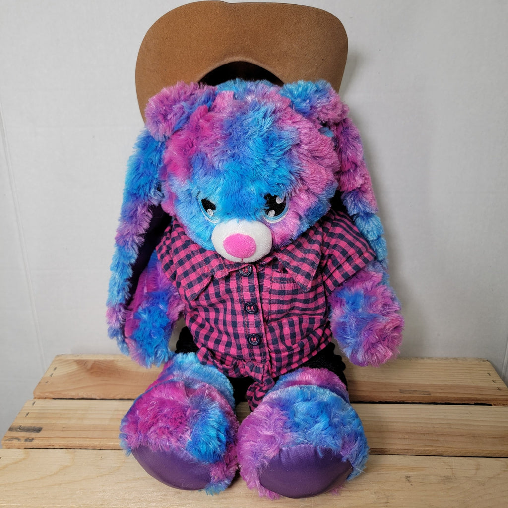 BAB Build A Bear Multi Color Western Rabbit w/ Clothes and Hat