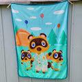 New Horizons Animal Crossing 3 Bears Teal Fleece Throw - 39" x 50"