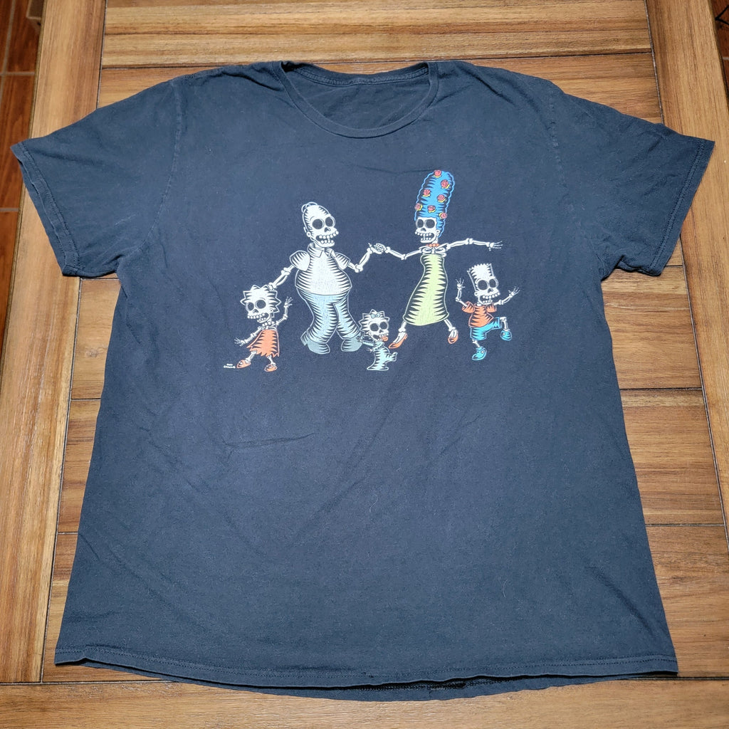 The Simpsons Black Unisex Tee Skeletal Simpsons - Size XL
