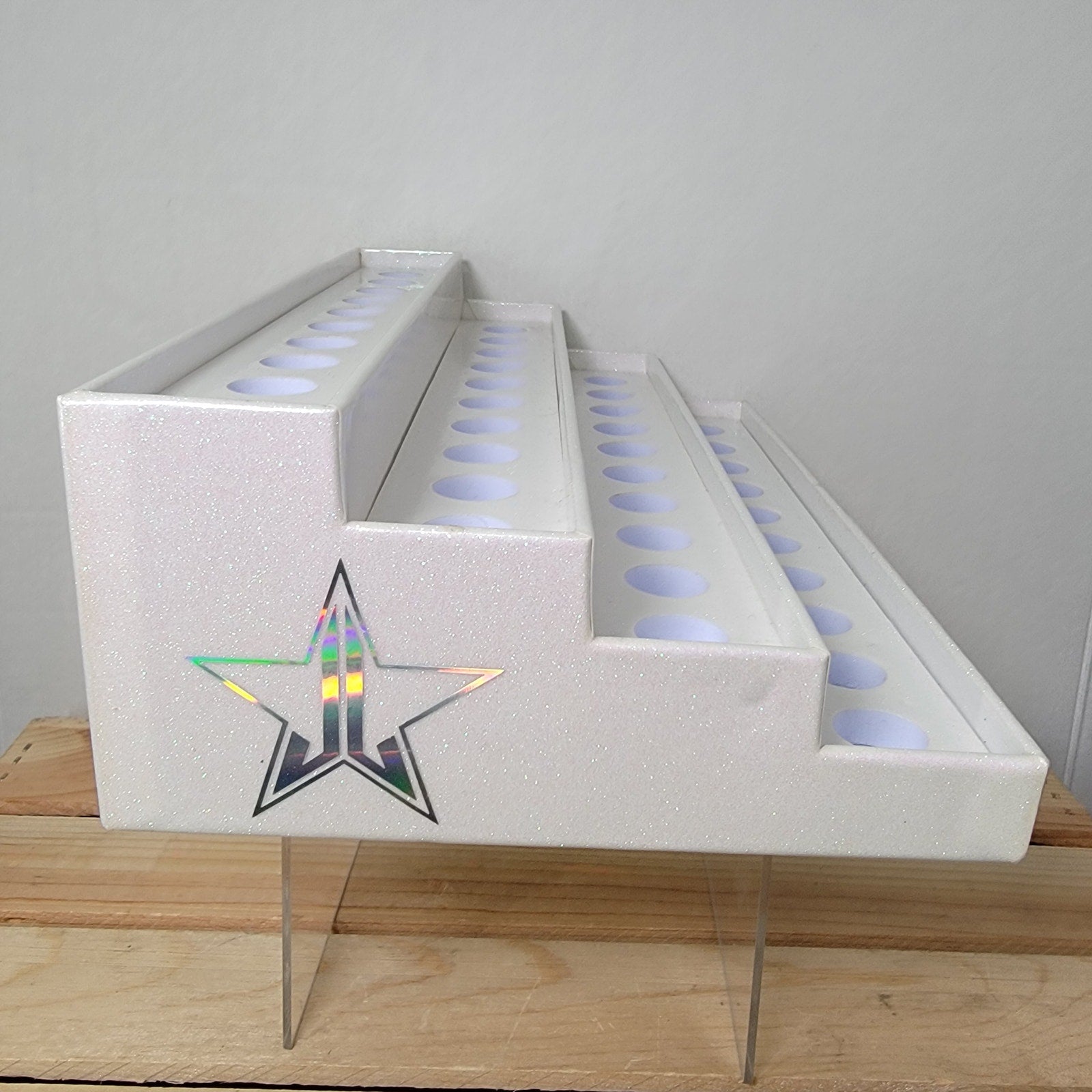 Jeffree Star Cosmetics White Glitter Makeup Display Holder - NEW