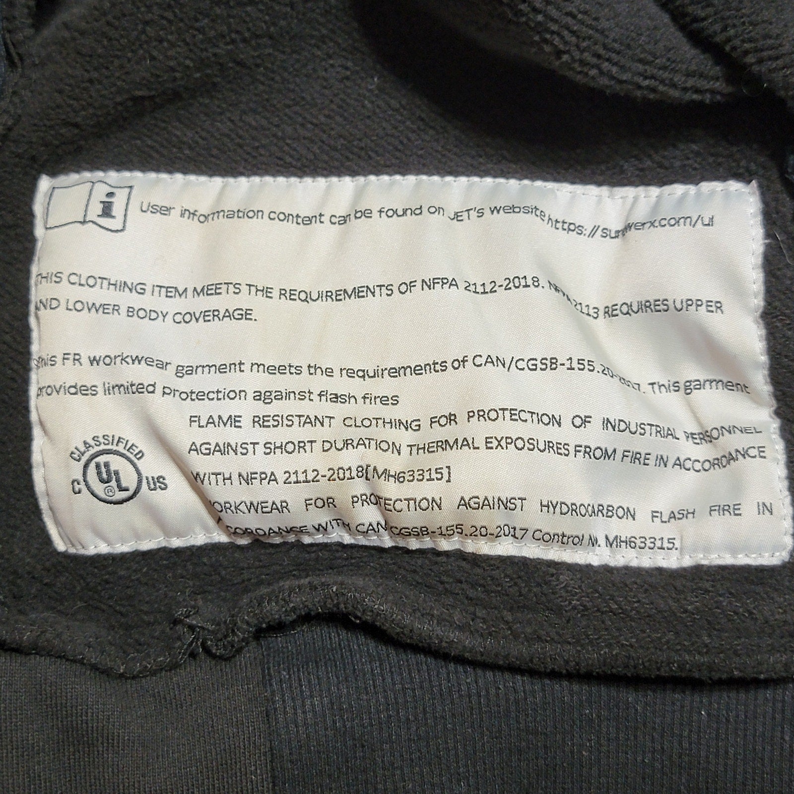 Pioneer Flame Guard Fire Retardant Full Zip Black Unisex Jacket - Size Large