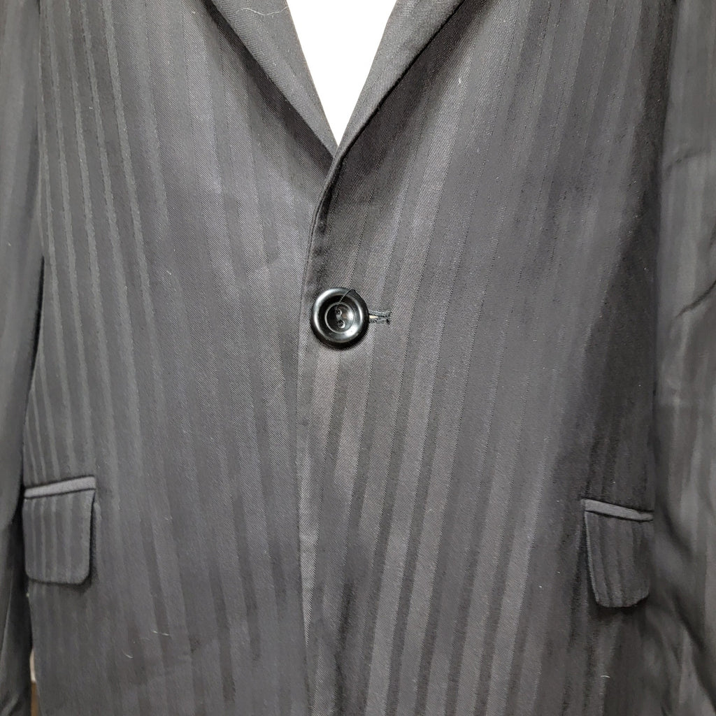 Artine Black Pinstripe 1-Button Suit Blazer w/ Bling Skull on Back - Size XL