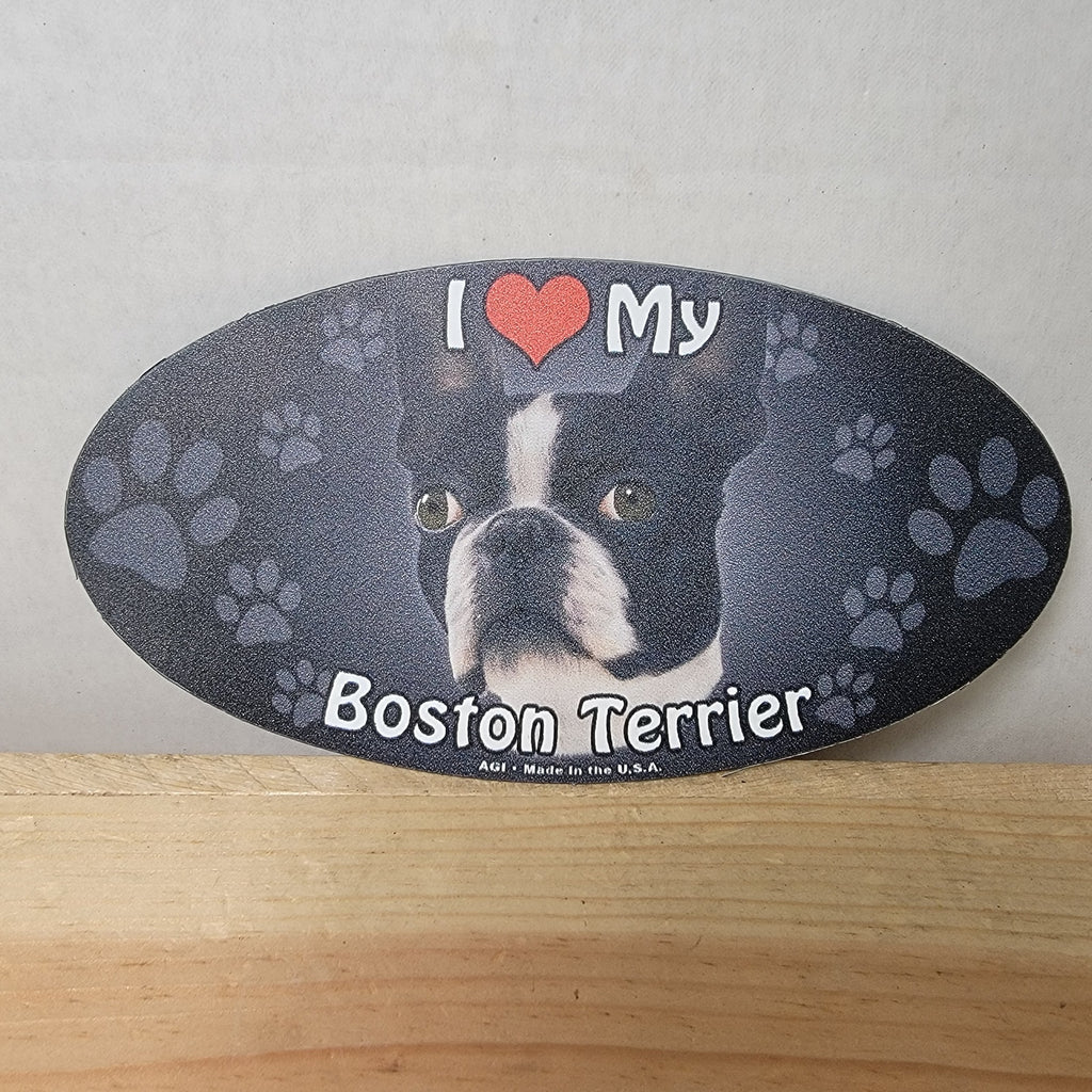 "I Love My Boston Terrier" Oval Magnet