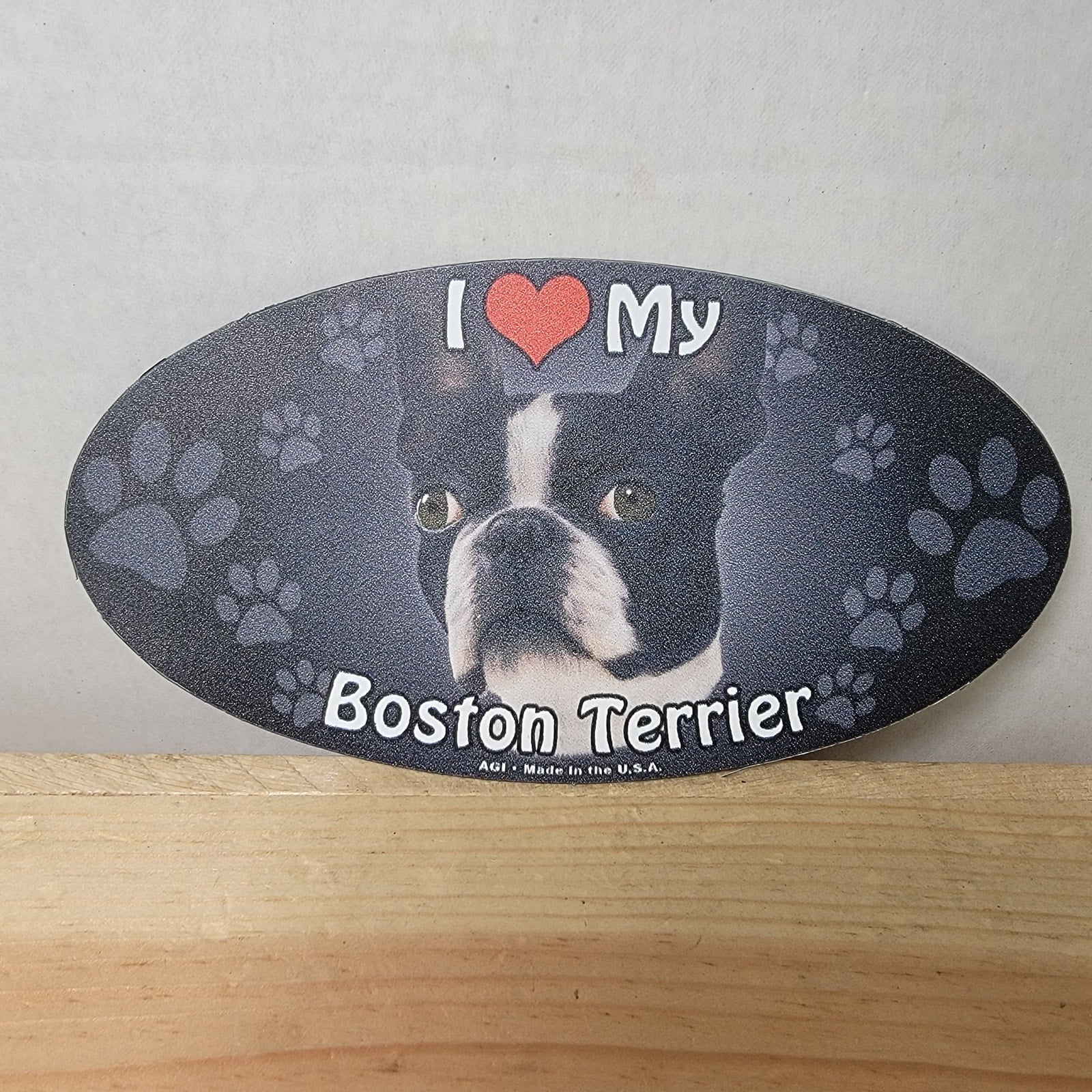 "I Love My Boston Terrier" Oval Magnet