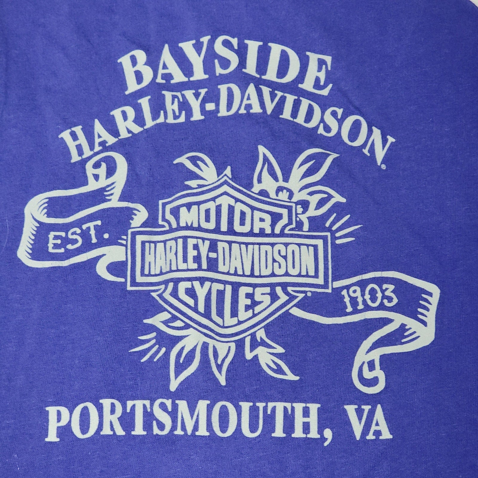 Harley-Davidson Baseball Style Tee "Bayside HD Portsmouth, VA" -Size Large
