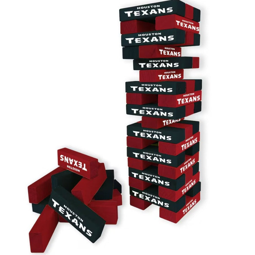 Houston Texans Blue & Red Wooden Tumble Tower Game