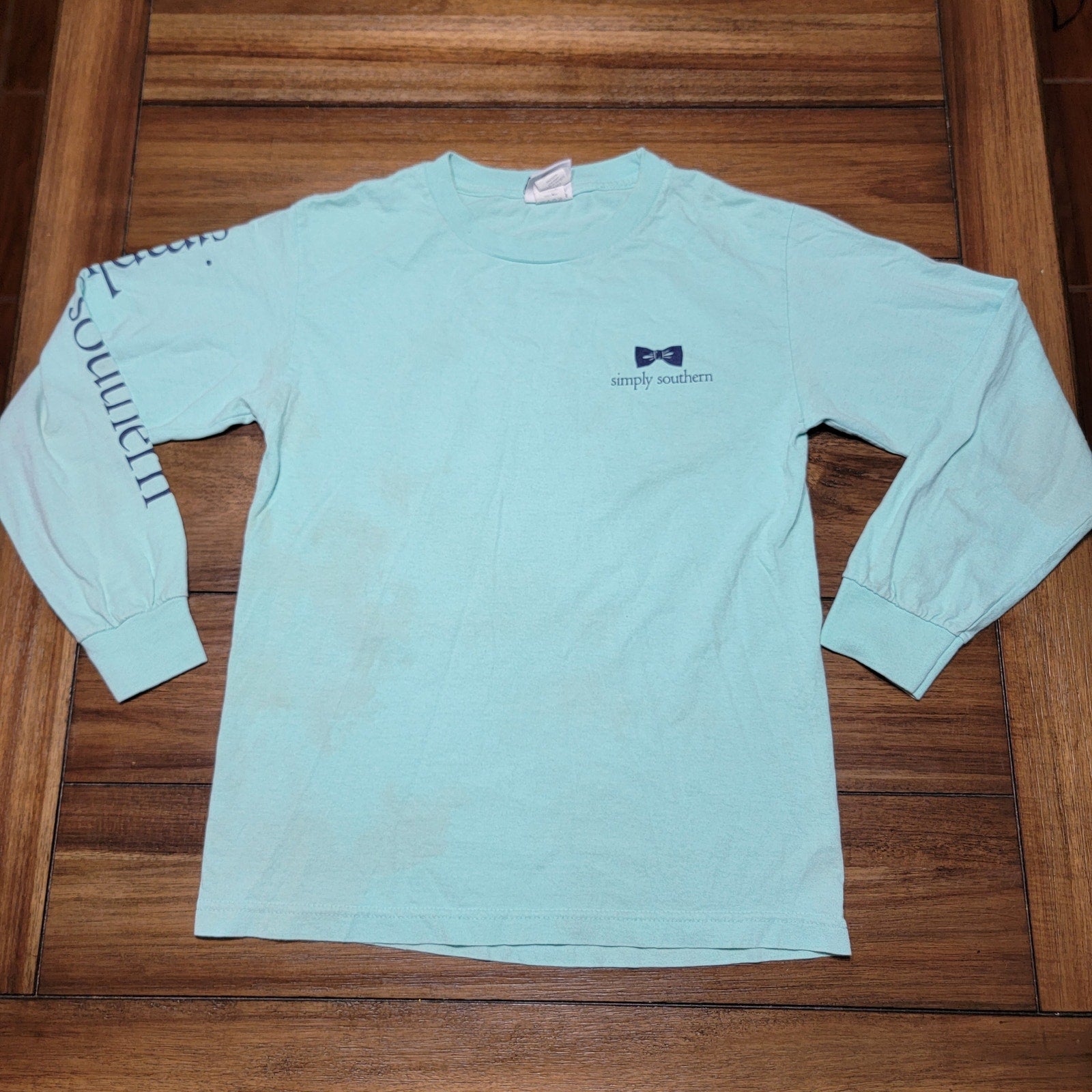 Simply Southern LS Teal Tee "Stamps Of The South" - Size Small
