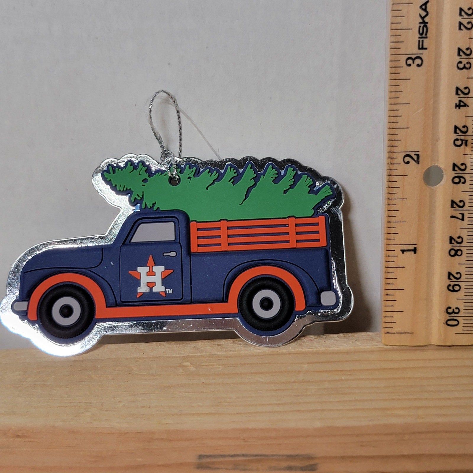 MLB Houston Astros Christmas Ornament Flat Metal Truck w/ Tree - NWOT