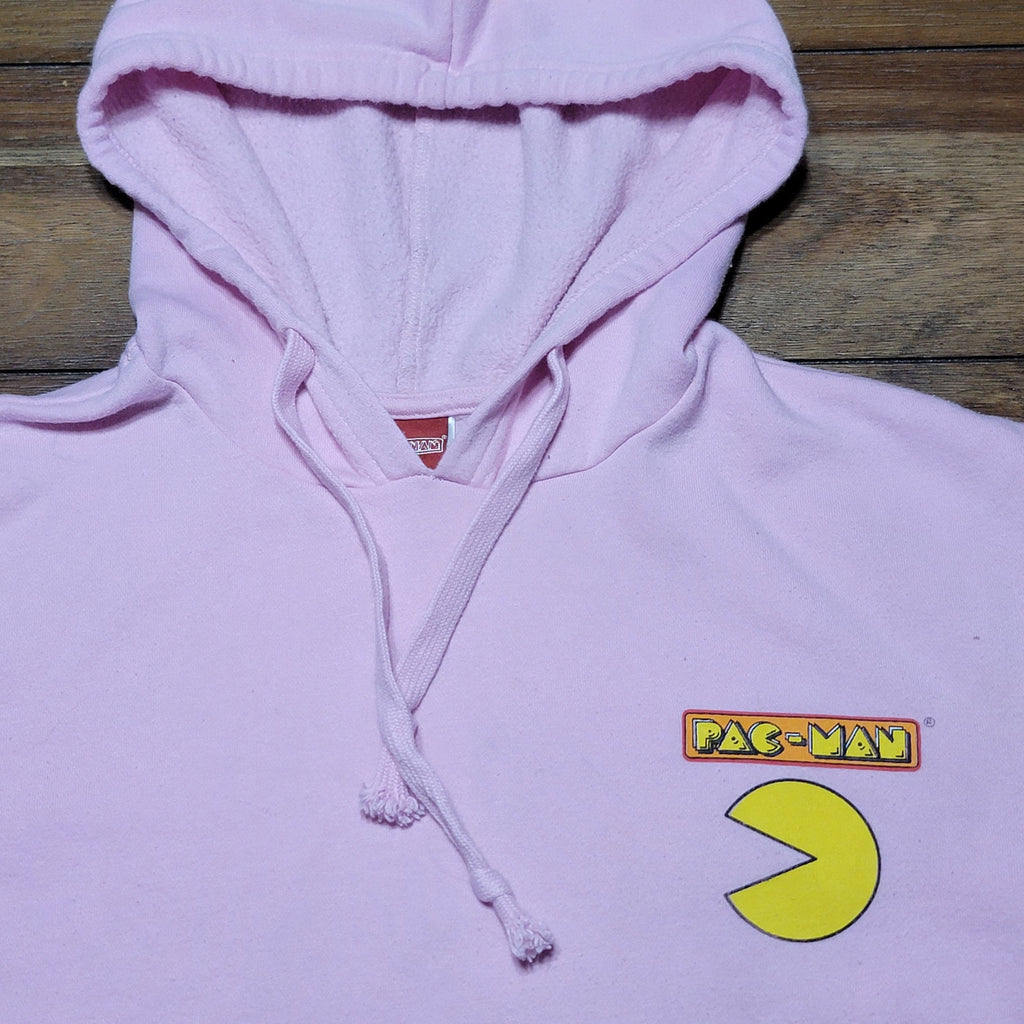 Pac-Man LS Pink Crop Hoodie Ghosts on the Sleeves - Size XS