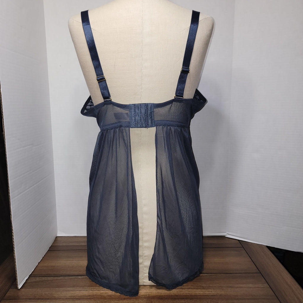 Daisy Fuentes Dark Navy Lace Sheer Babydoll Lingerie - Size 2X