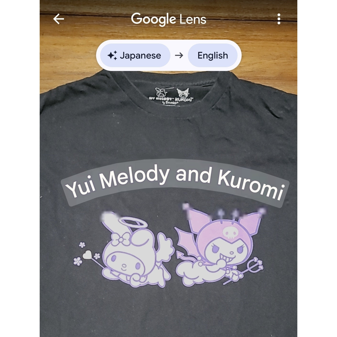 Sanrio Black Unisex Tee My Melody Kuromi - Size Medium