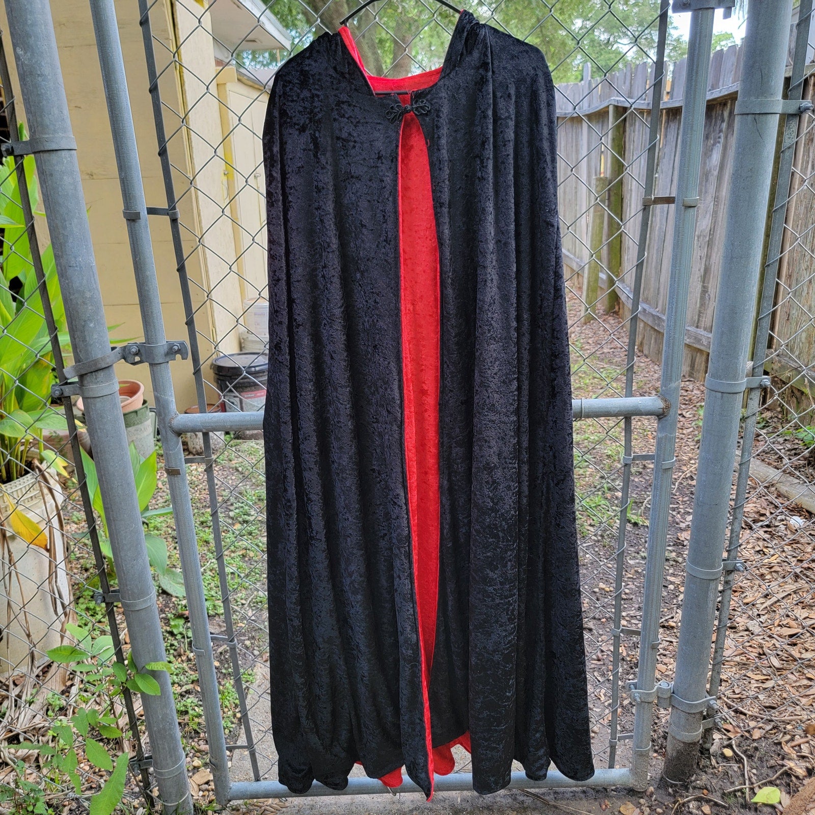 Unbranded Red / Black Reversable Velvet Hooded Long Cloak