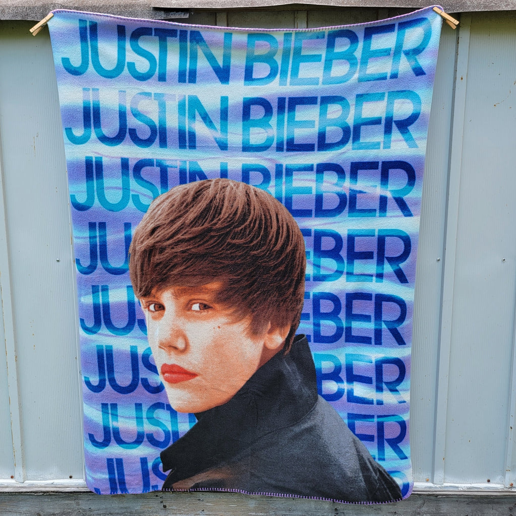 Bravado Justin Bieber Purple & White Stripe Lightweight Fleece Throw - 50" x 60"