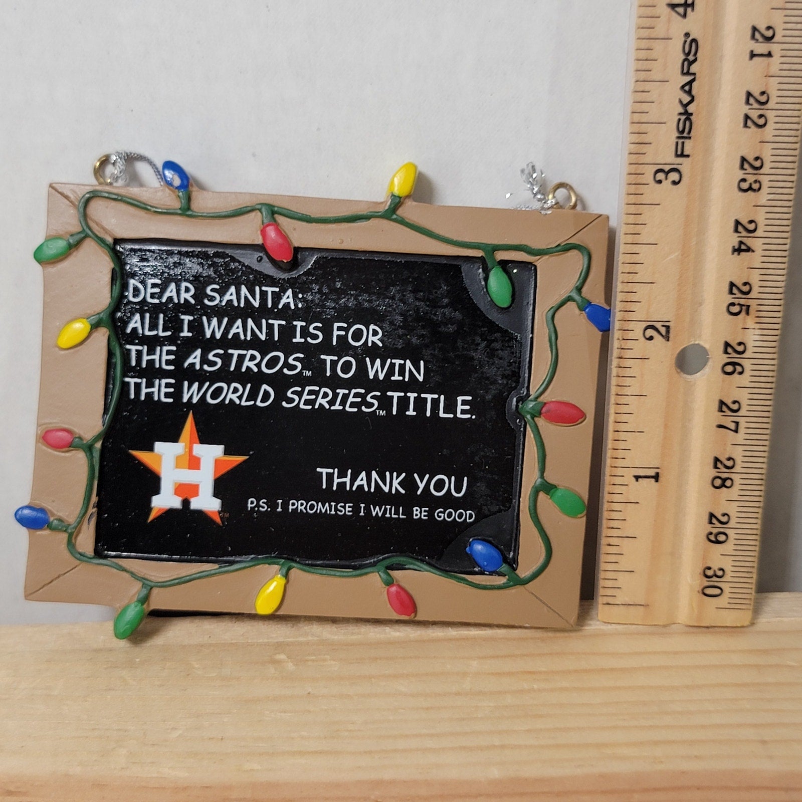 MLB Houston Astros Christmas Ornament Chalkboard Sign Dear Santa - NWT
