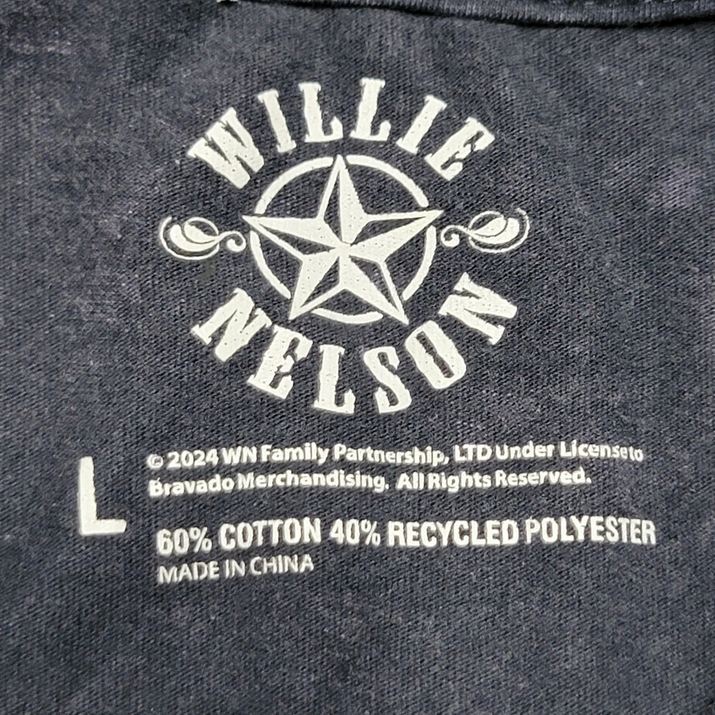 Willie Nelson Faded Black Unisex Tee Eagle & Guitar - Size Large
