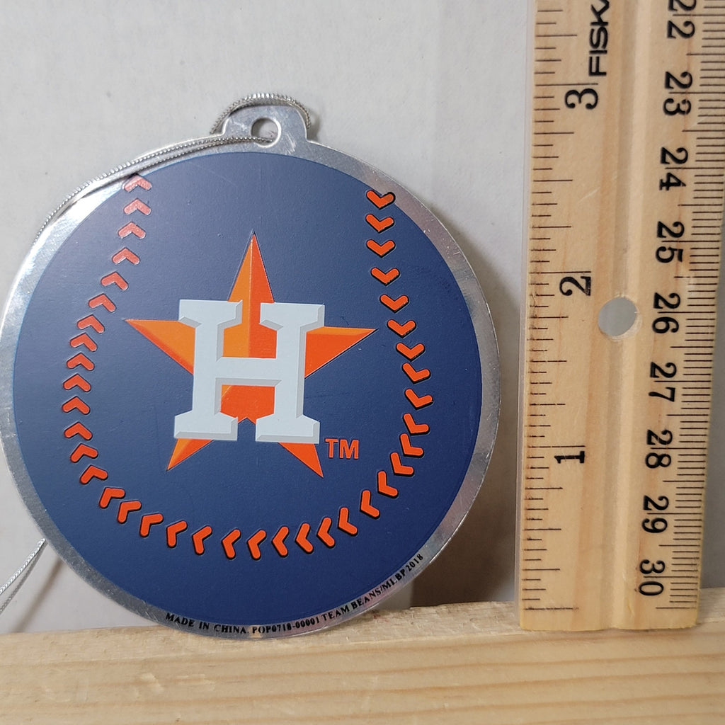 MLB Houston Astros Christmas Ornament Flat Metal Baseball - NWOT