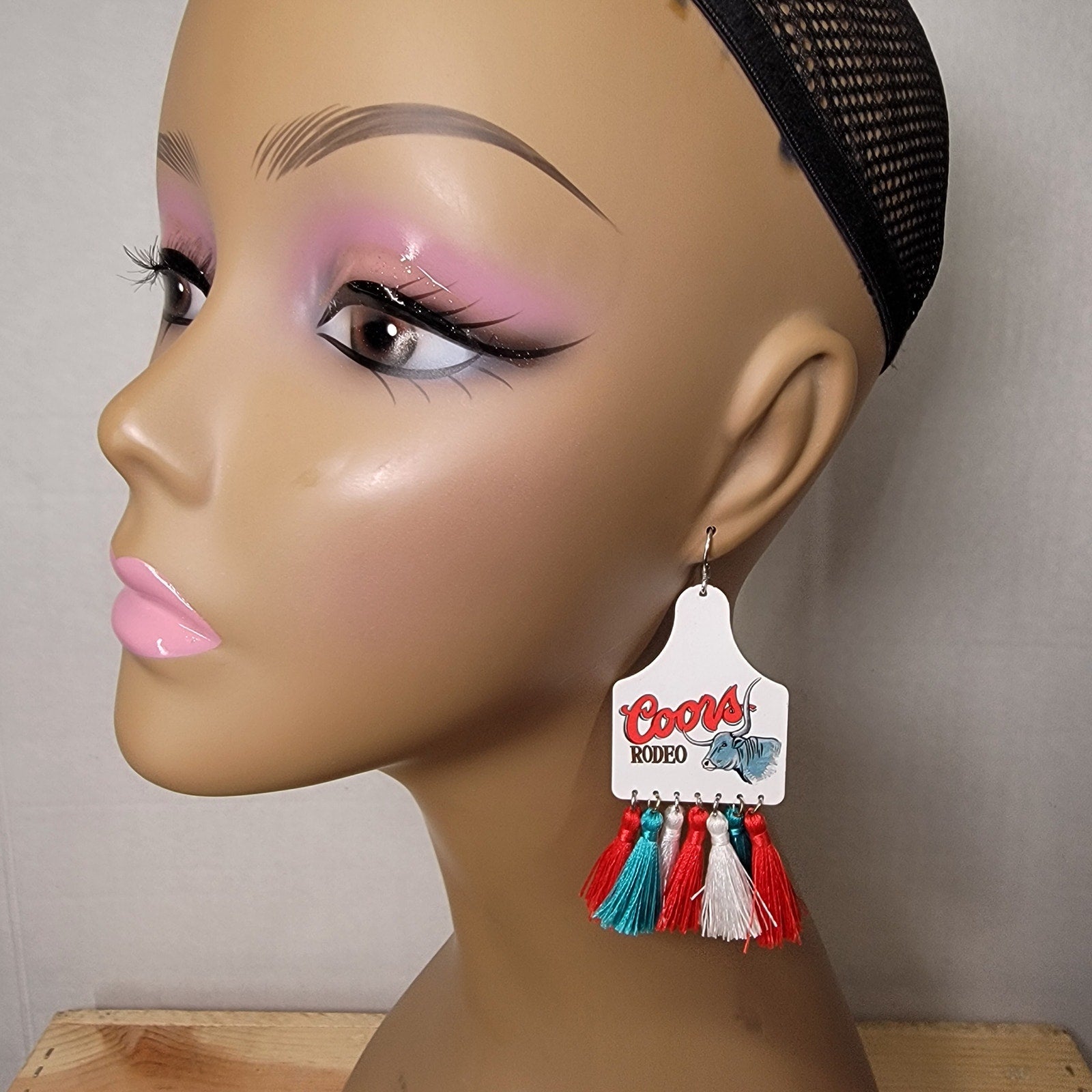 Coors Rodeo Paddle Earrings w/ Tassels