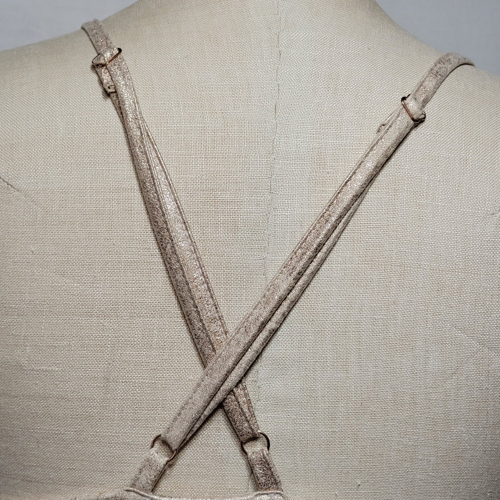 Shyanne Lt. Golden Women's Cropped Fringe Tank Top - Size Small