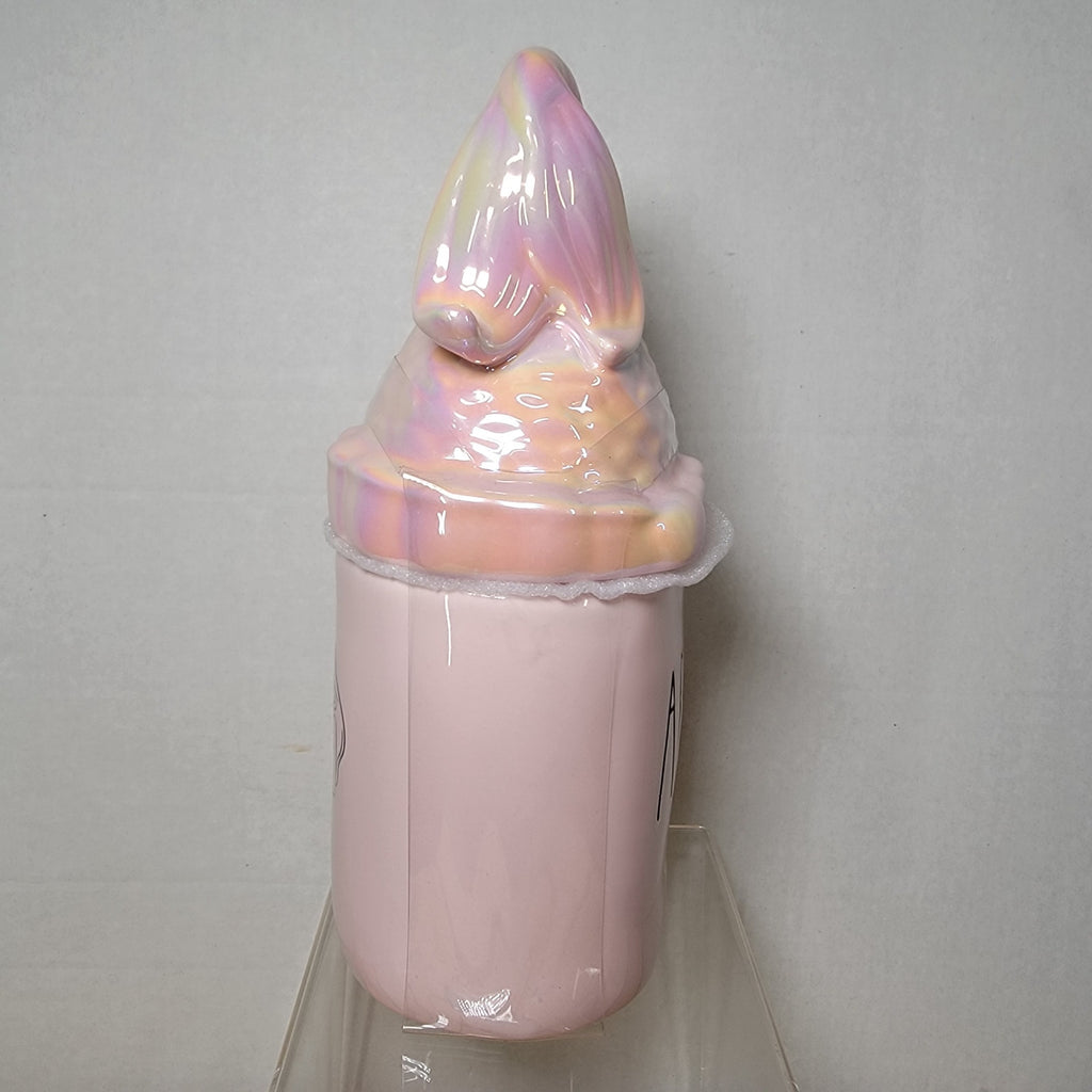 Rae Dunn x Disney Little Mermaid Pink Iridescent Mug w/ Tail Topper Lid - NEW