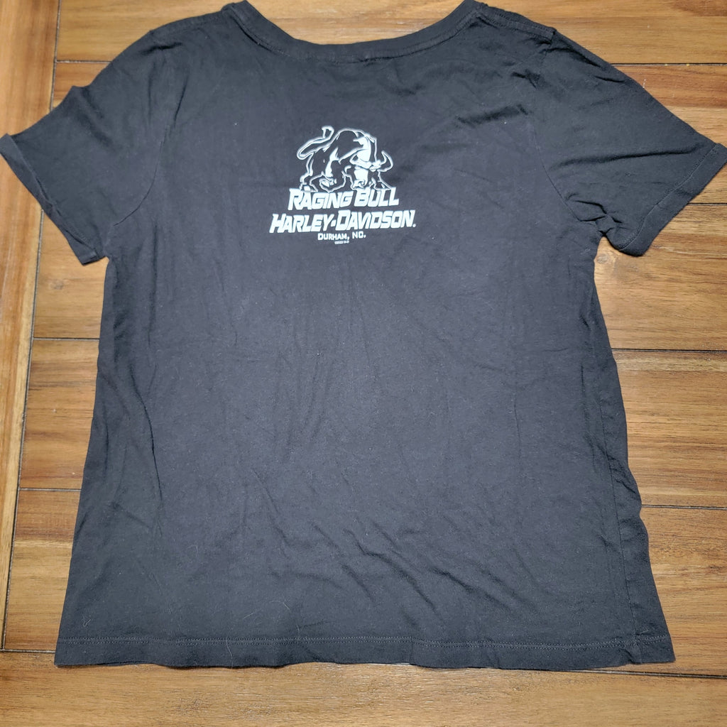 Harley-Davidson Black Tee "Raging Bull HD Durham, NC" - Size Junior XL