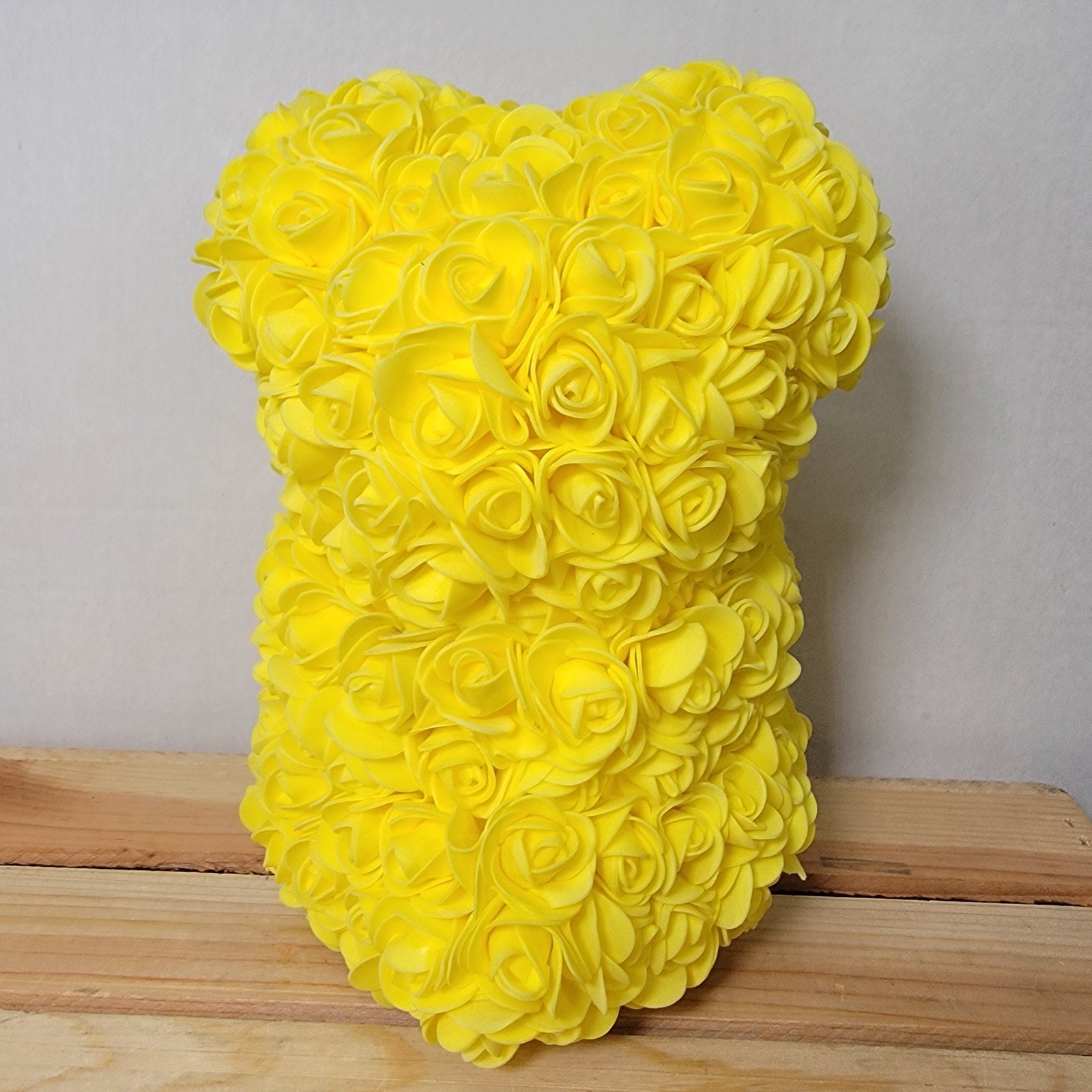 Yellow Foam Rose Teddy Bear w/ "Just For You" Ribbon