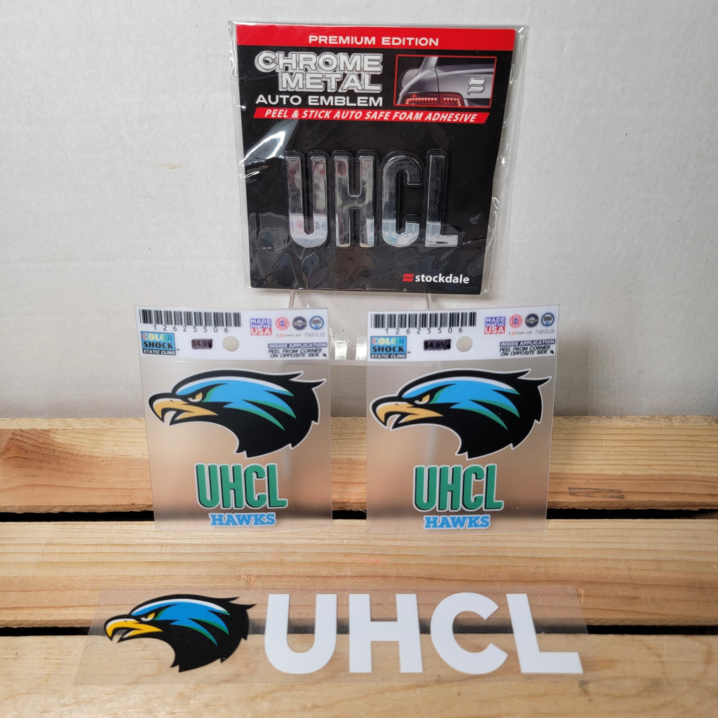 Set of 3 UHCL Decals + 1 Chrome Metal Auto Emblem - NEW / SEALED