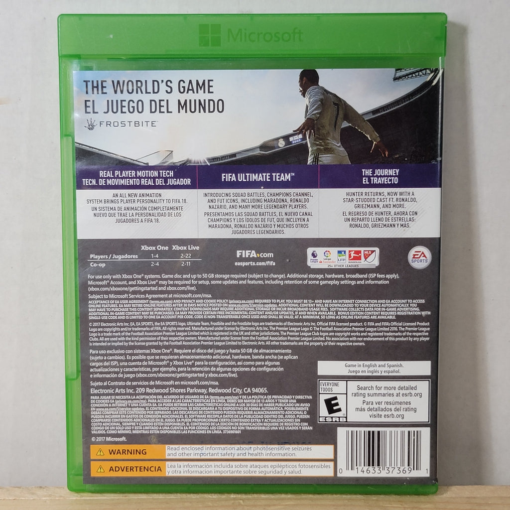 XBOX ONE Game: FIFA 18 w/ Inserts