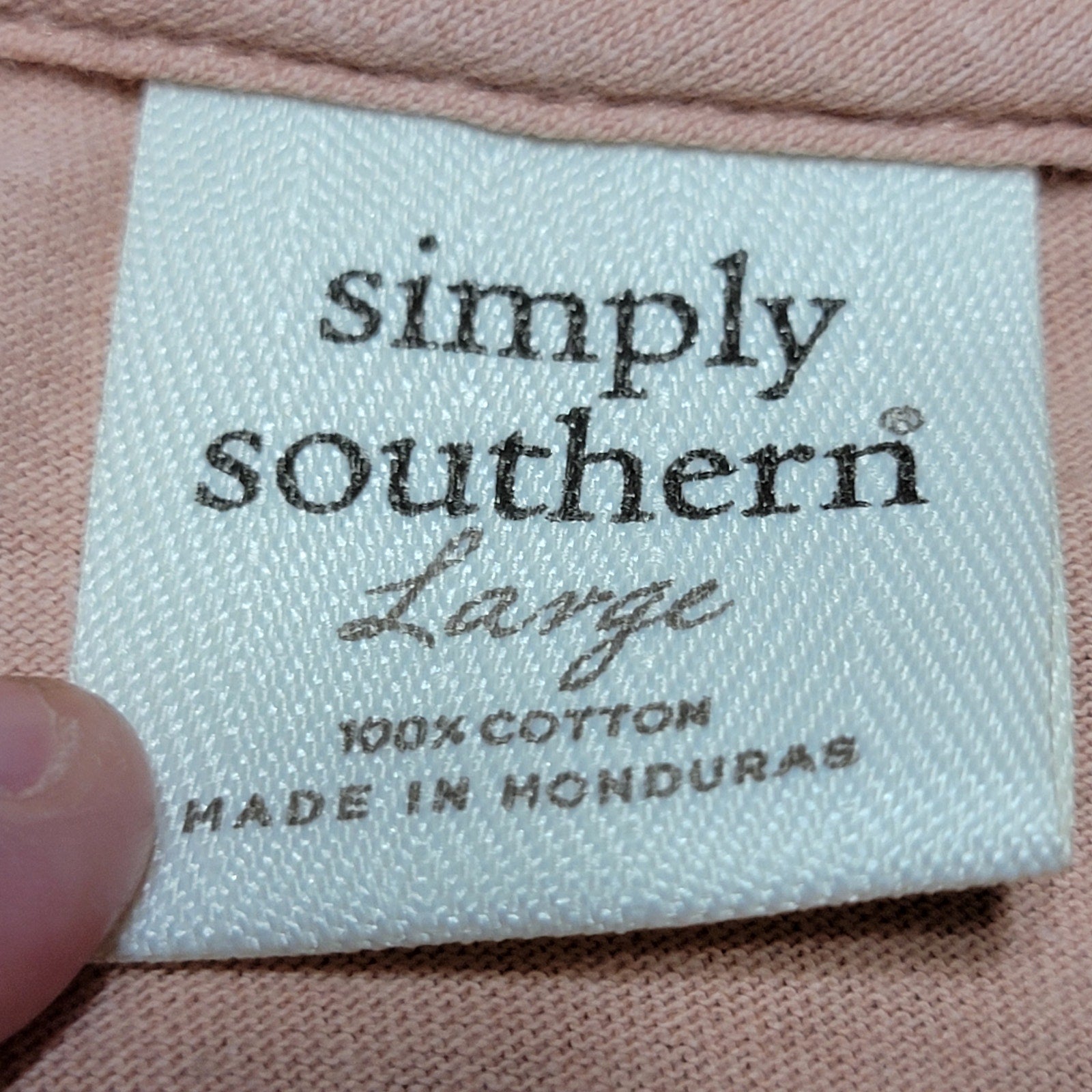 Simply Southern LS Peach Tee "Thankful-Grateful-Blessed" - Size Large