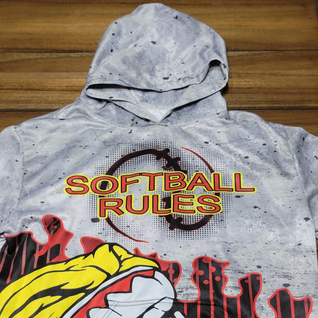 Unbranded Unisex LS Hoodie "Softball Rules" - Size Medium