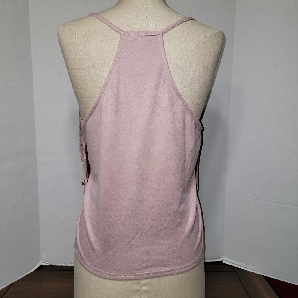Main Strip Purple Faux Suede Fringe Tank w/ Bling - Size Large
