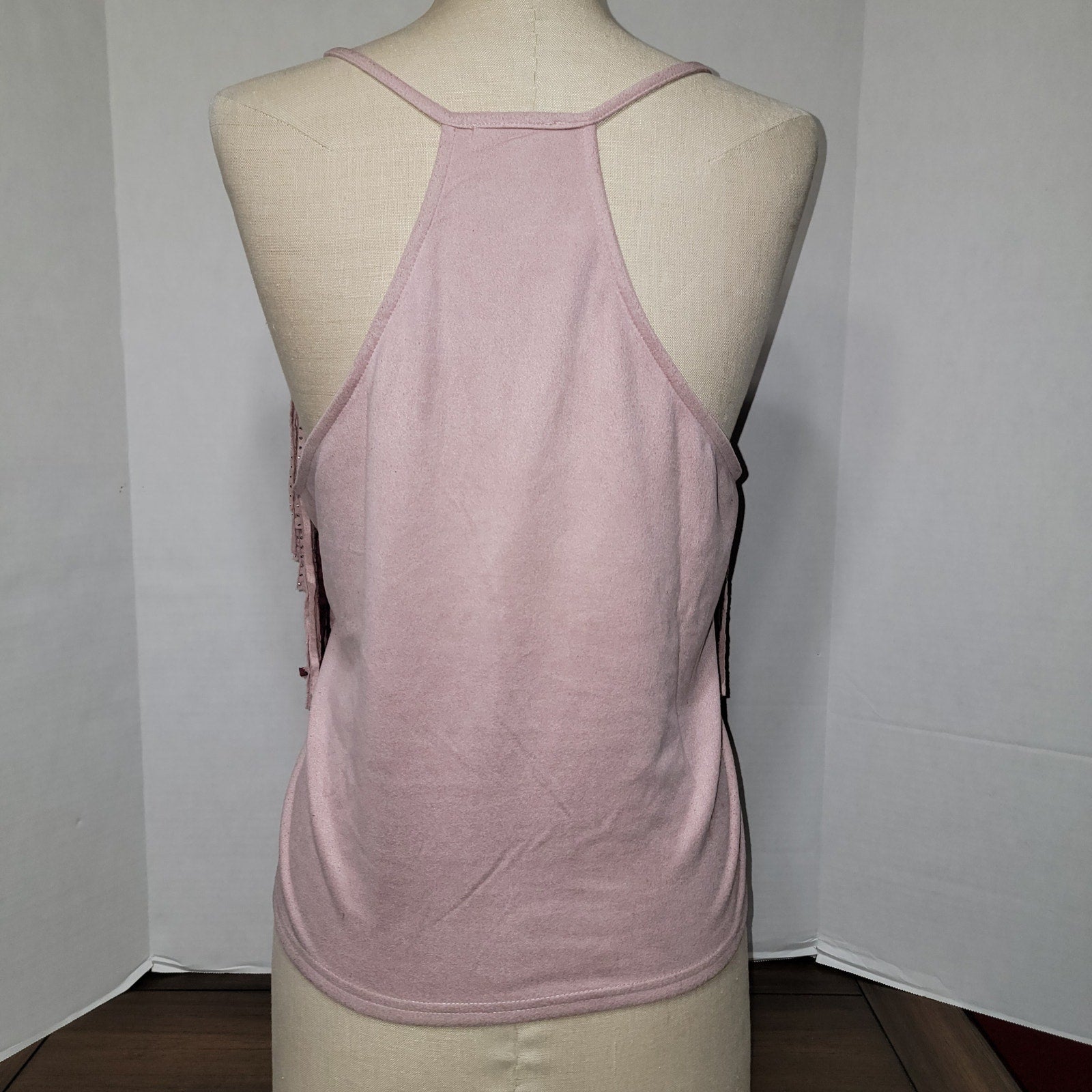 Main Strip Purple Faux Suede Fringe Tank w/ Bling - Size Large