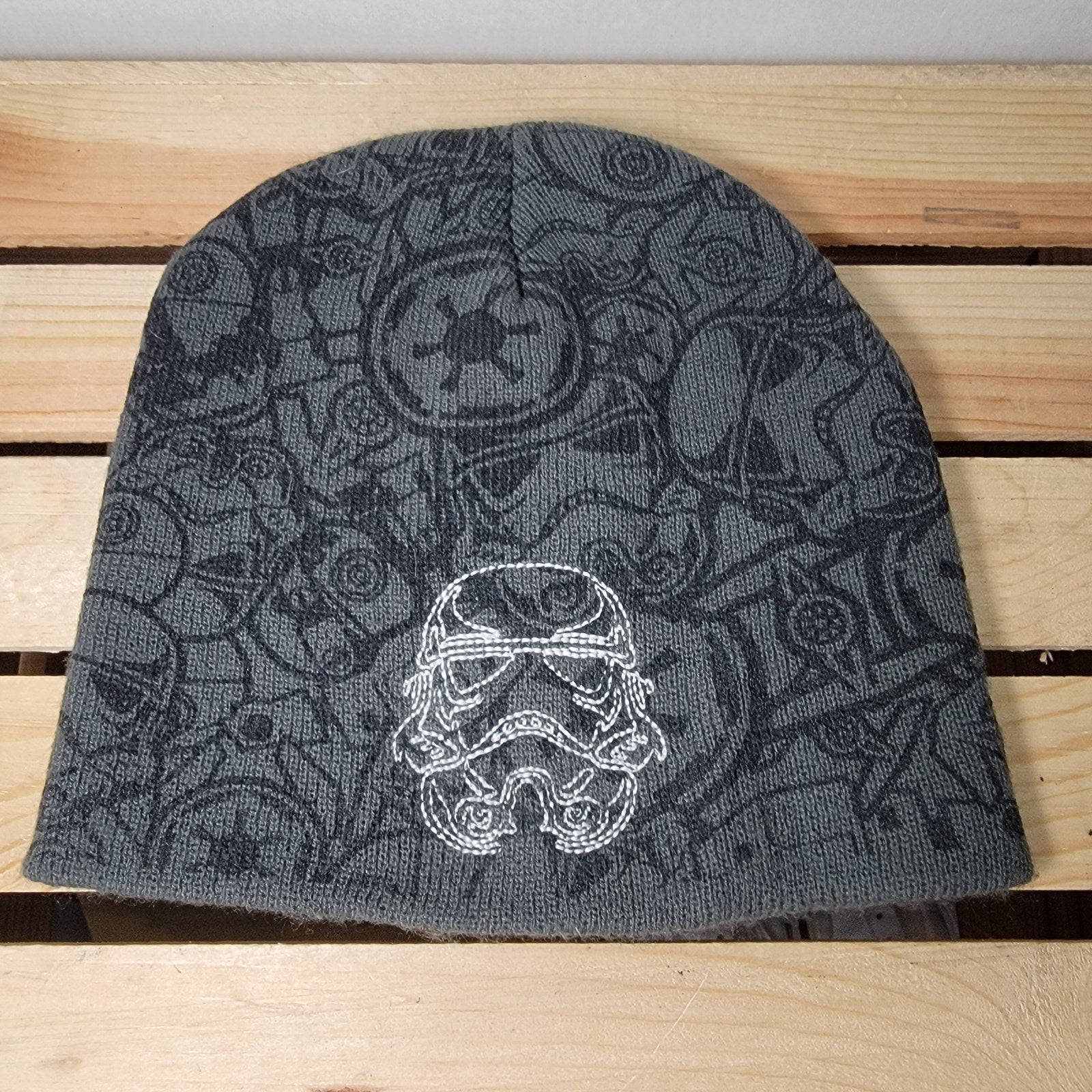 Star Wars Black & Grey Knit Beanie w/ Embroidered Stormtrooper