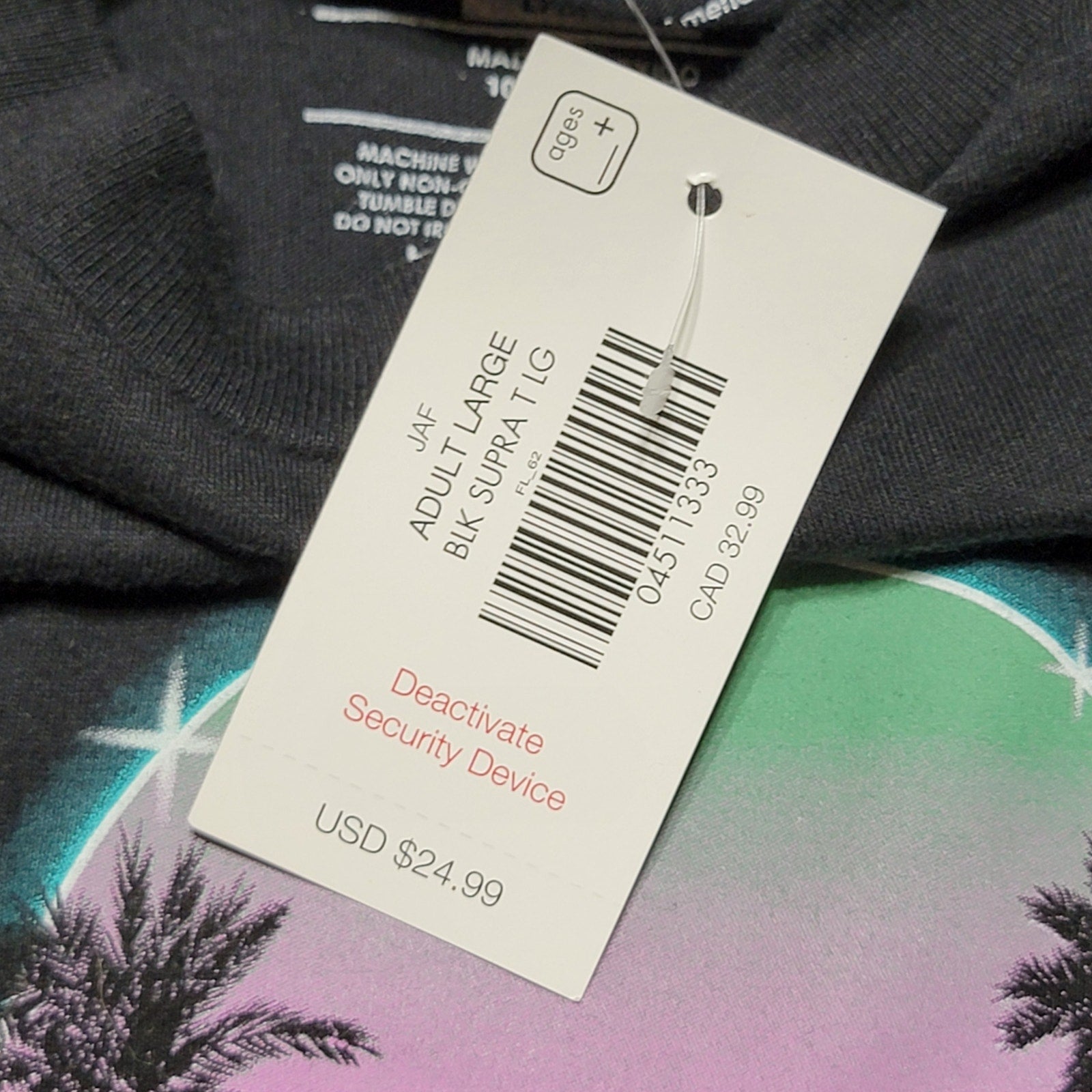 Toyota Official Black Unisex Tee (Spencer's) "Toyota Supra" - Size Large NWT