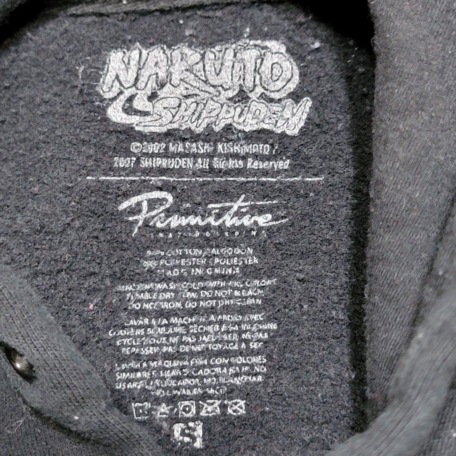 Naruto Shippuden Black Unisex Pullover Hoodie "Primitive" - Size Small