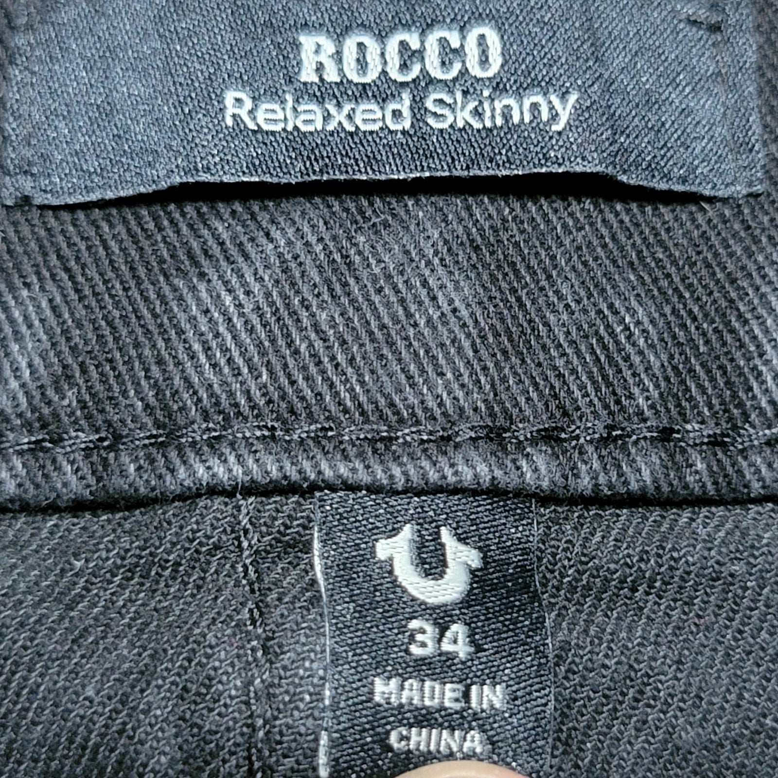 True Religion Rocco Relaxed Skinny Black Denim Jeans - Size 34